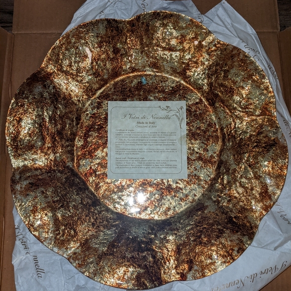 Vetri Di Nennella Italian Art Fused Glass Gold Copper Platter - Picture 1 of 7